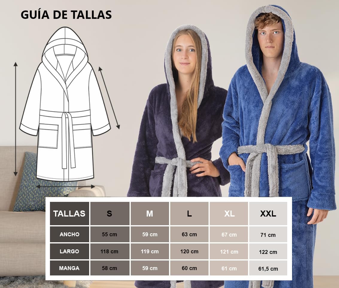Thumbnail 2 de LEBENGOOD Bata Mujer Invierno microfibra cálida