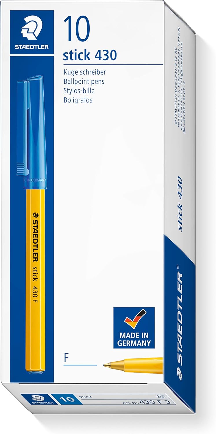 Detalle 2 de Staedtler Stick 430 MS CP5 Ballpoint Pen – Medium Point (Assorted Colours) Box of 50