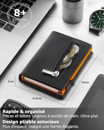 Detalle de TEEHON Portefeuille Homme en Cuir avec Blocage RFID et fermeture magnétique – 8 Porte-cartes