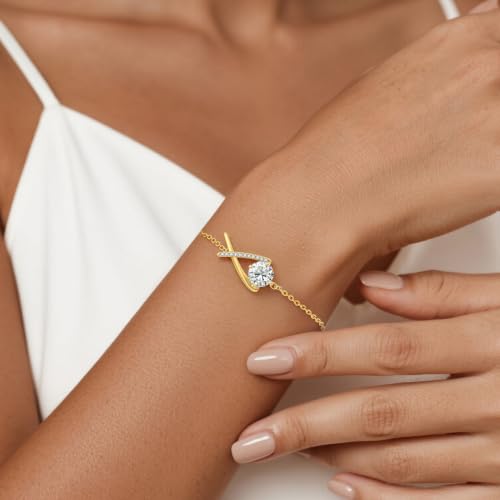 Detalle de CDE Infinity Bracelets for Women Birthstone Bracelet with 14K Gold Plated