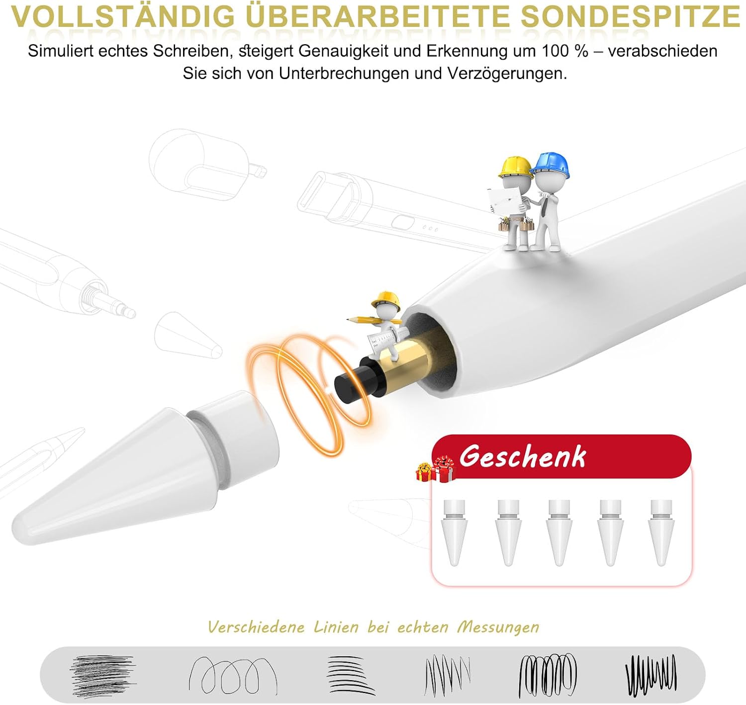 Thumbnail 6 de LPUNCD Pencil 1. Generation für iPad 2018–2026, Weiß – mit USB‑C Schnellladung & magnetischer Absaugung
