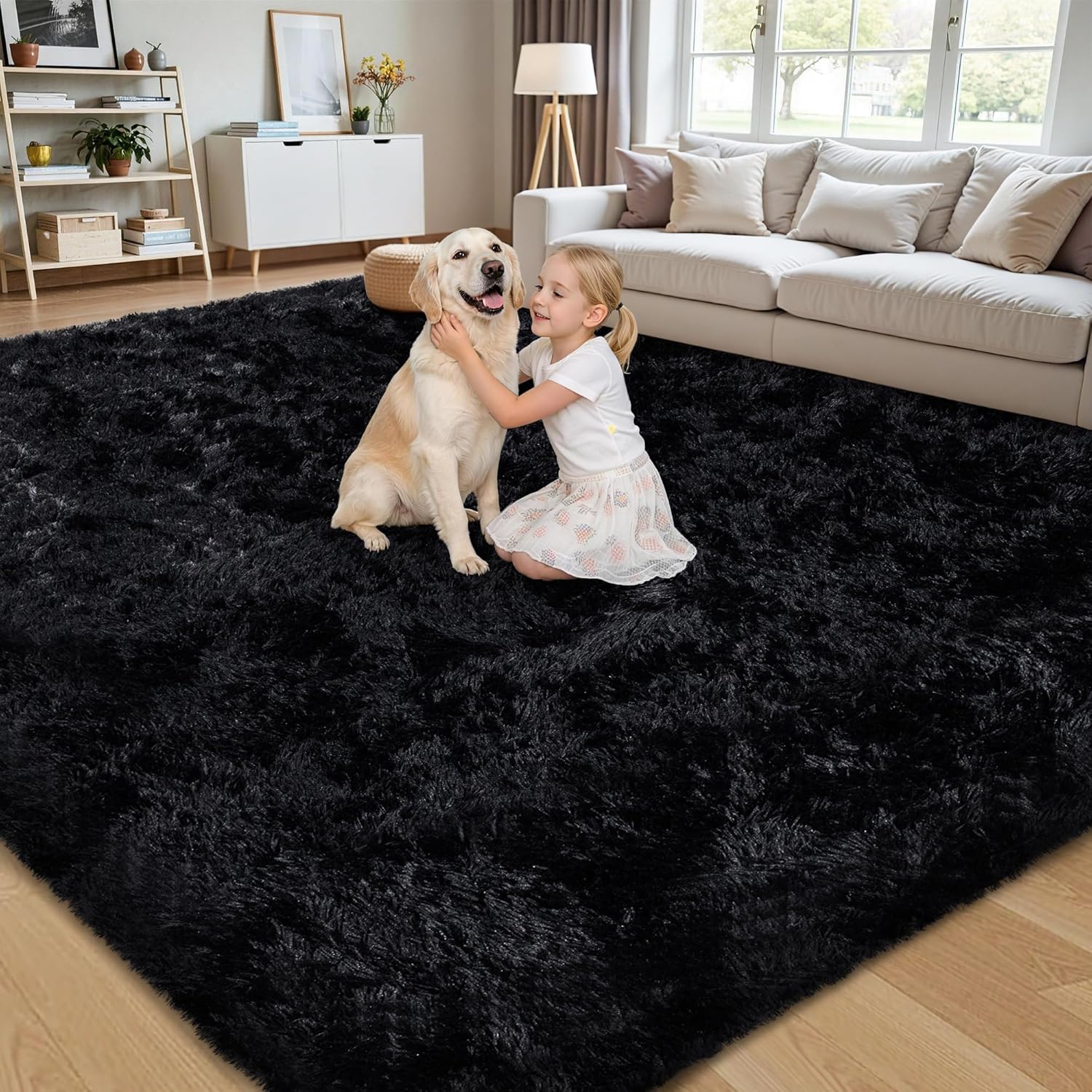 Thumbnail 3 de 8x10 Ultra Soft Fluffy Shag Black Rug
