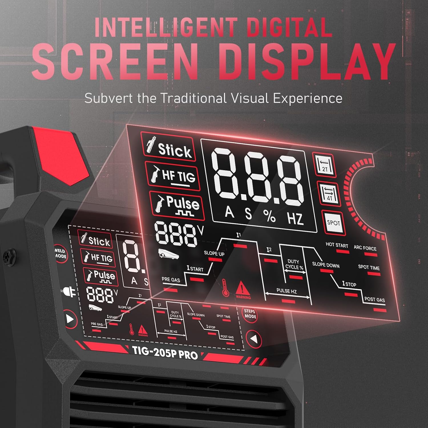 Detalle 2 de YESWELDER Saldatrice TIG 200Amp Pulse LED