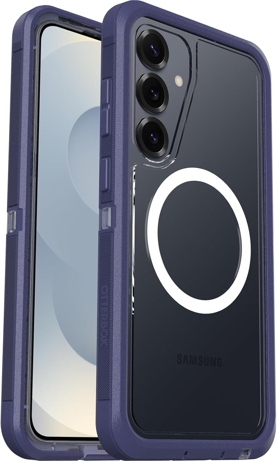 Detalle de OtterBox Defender Series XT Clear con Magneti per Samsung Galaxy S25 – 7x MIL-STD-810G, trasparente/viola