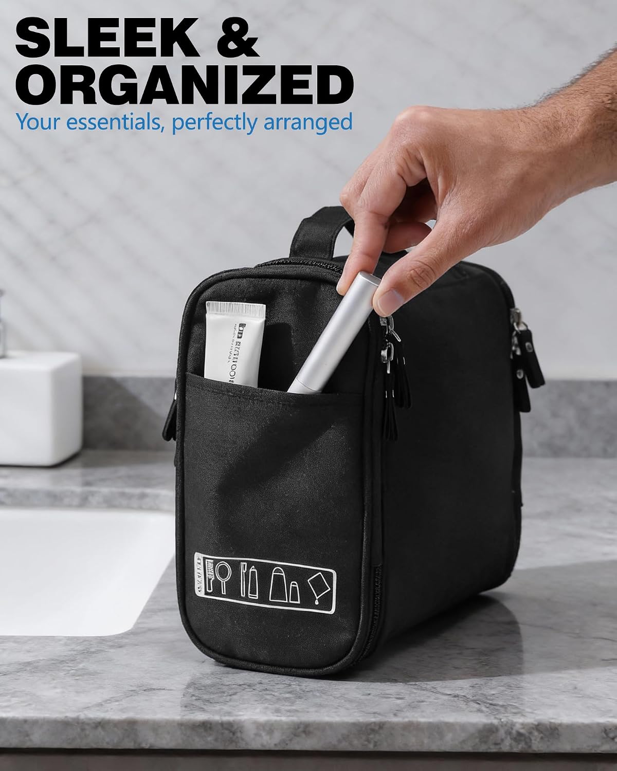 Thumbnail 2 de FitDA Hanging Toiletry Bag for Men and Women (24×20×10cm) – Lightweight Travel Wash Bag