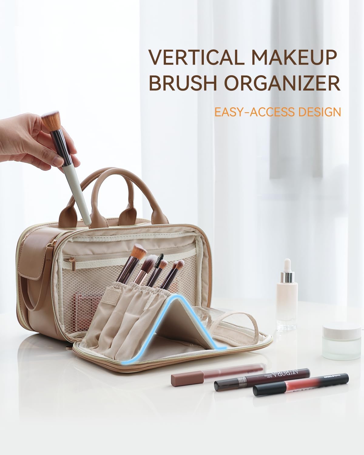 Thumbnail 4 de Prite Toiletry Bag Makeup Bag Large Capacity with Side Openings