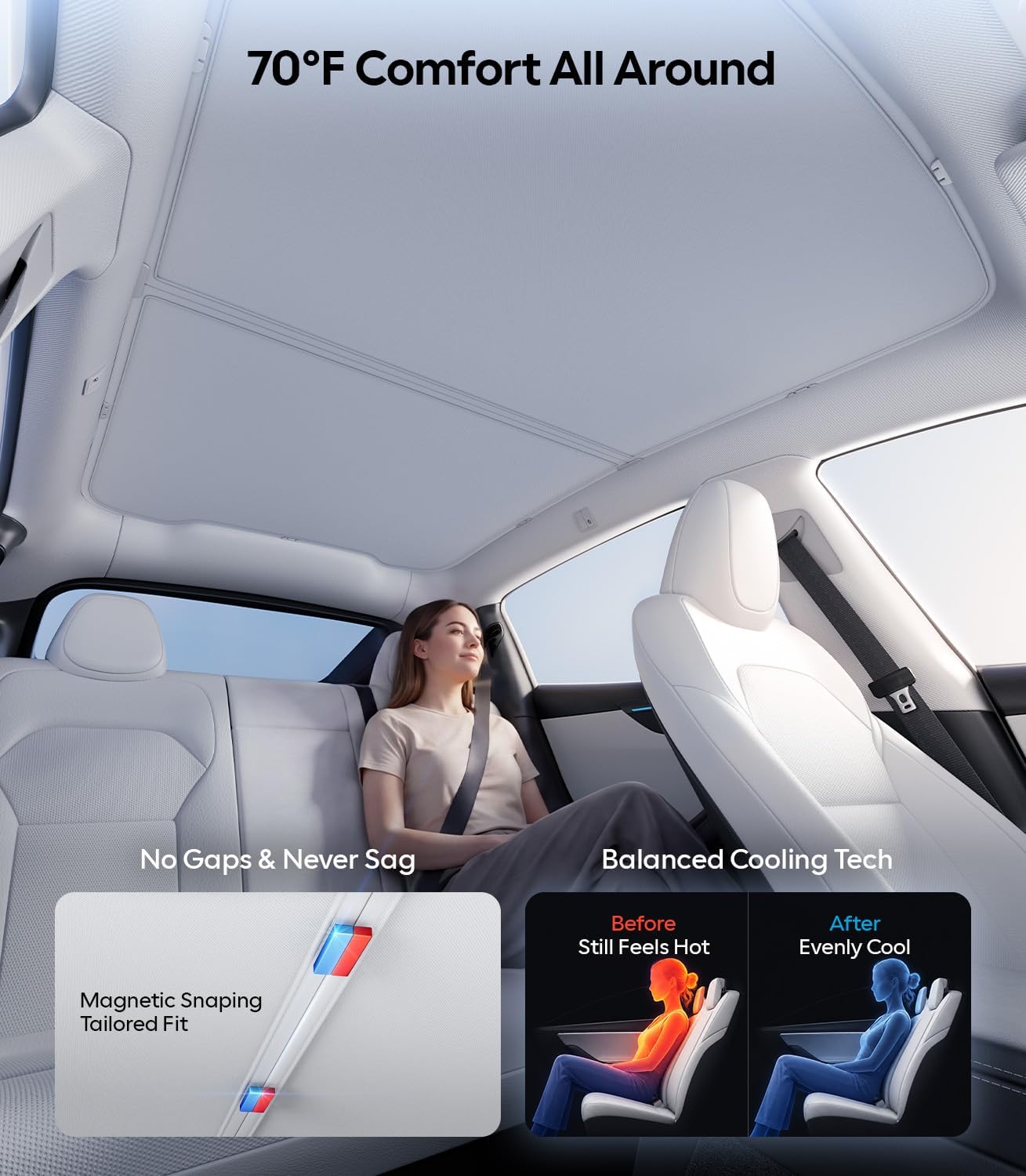 Detalle 2 de Wigoo 2025 Tesla Model Y sunshade 3rd-gen