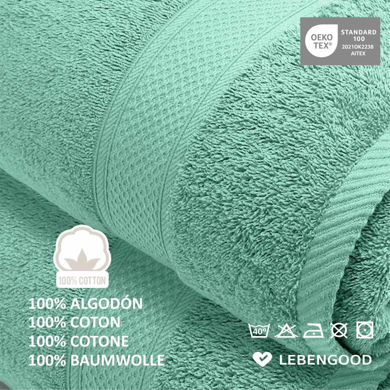 Detalle 2 de LEBENGOOD Serviette de Bain 550Gsm 50 x 90