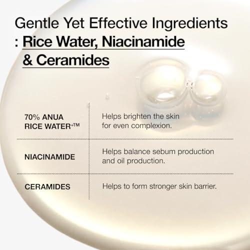 Detalle de ANUA Rice 70 Glow Milky Toner, 250ml – Glass & Dewy Skin