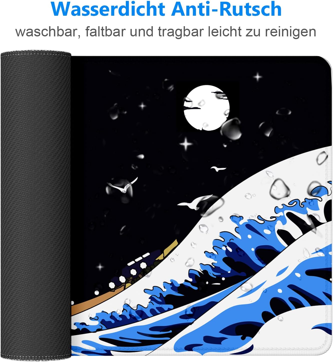 Detalle 2 de Gaming Mauspad XXL – 800 × 300 × 3 mm mit genähtem Rand, wasserdicht und rutschfest