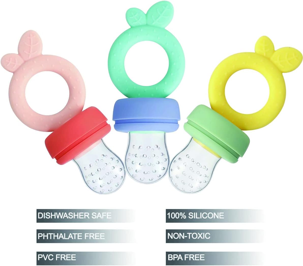 Detalle 2 de PandaEar siliconen fruitvoeder voor baby’s, 3 stuks met zakjes in 3 maten