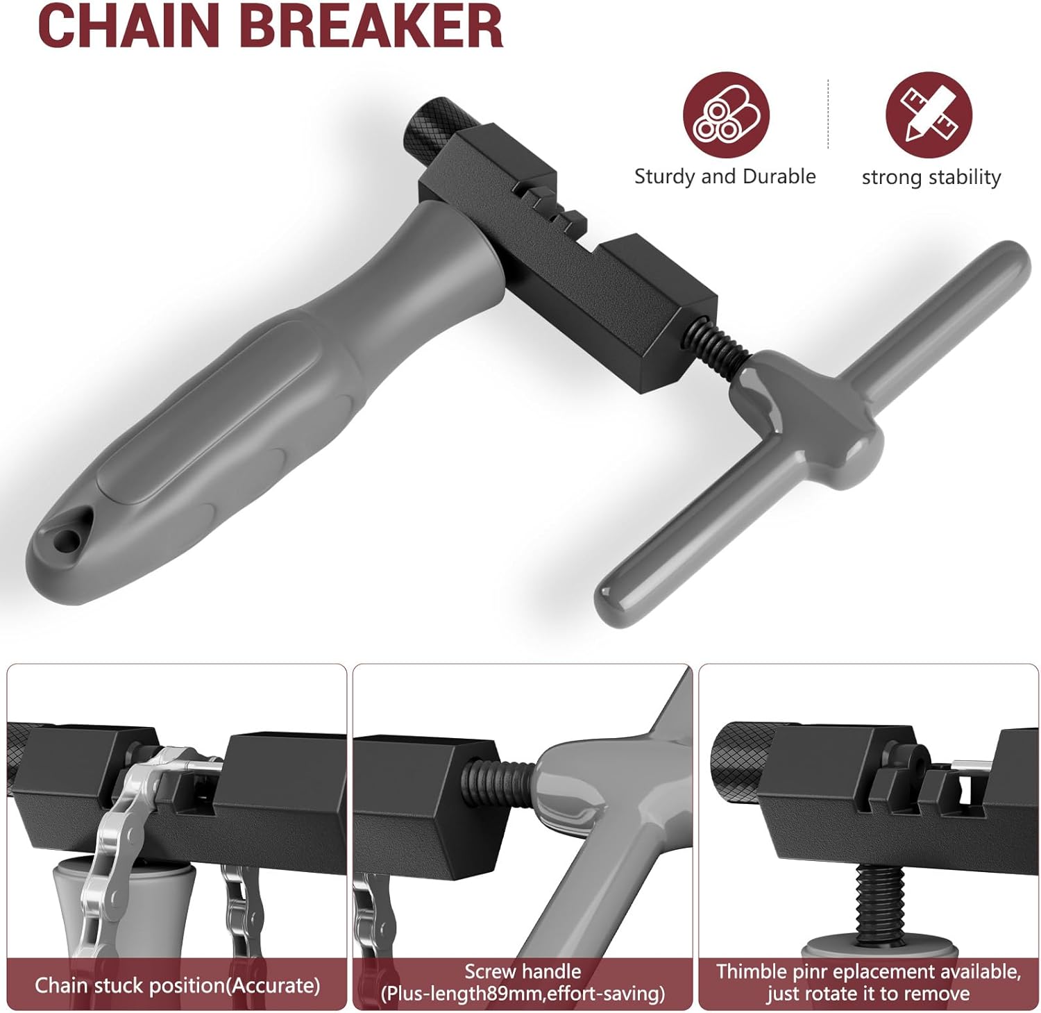 Thumbnail 2 de ytorgr Bike Chain Tool Repair Kit: all-in-one chain tool, wear gauge and 5 pairs of links for 6–12 speed chains