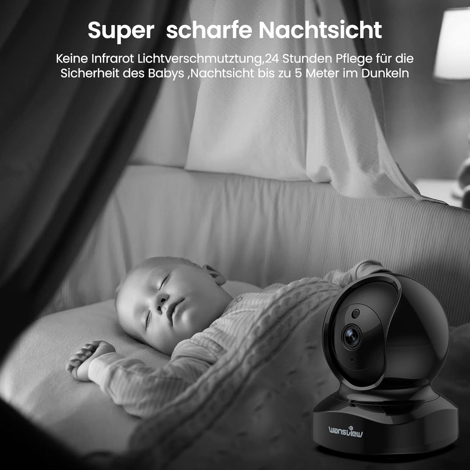 Detalle 2 de Wansview 2K Hundekamera mit App – Innenüberwachung für Haustiere, 2,4 GHz WLAN, Nachtsicht, Bewegungserkennung
