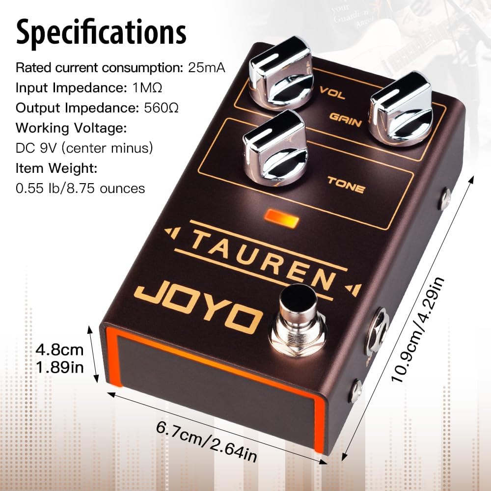 Detalle 1 de JOYO Tauren R-01 Overdrive Guitar Pedal with Touch-Sensitive Drive and Ambient LEDs