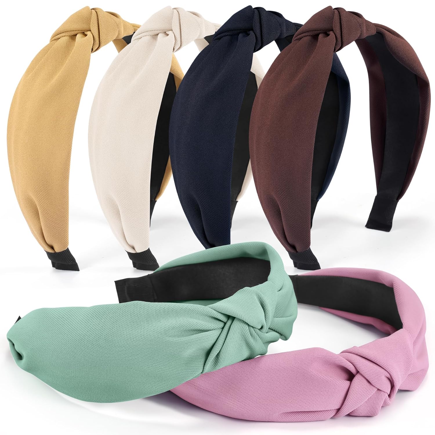 DiyJibb geknotete Stirnbänder für Damen & Mädchen (6er-Set), breit & im Turban-Look