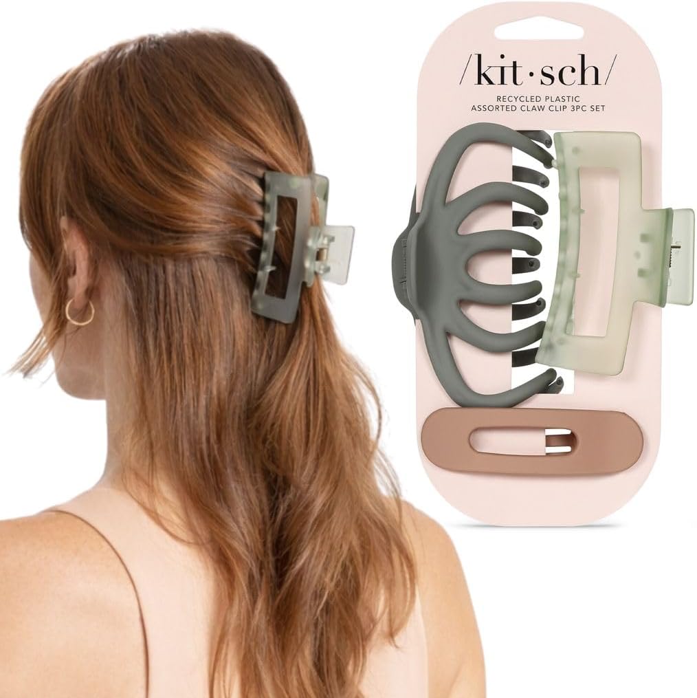 Fermagli per capelli Kitsch grandi assortiti – trio ecologico per acconciature versatili