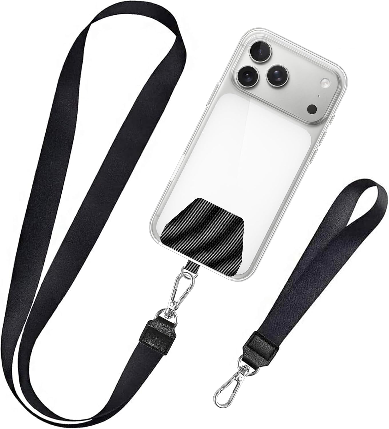 Detalle de takyu Mobile Phone Lanyard for Keys – 2-Piece Neck Strap and Wrist Tether, Universal Phone Case Anchor (Black)