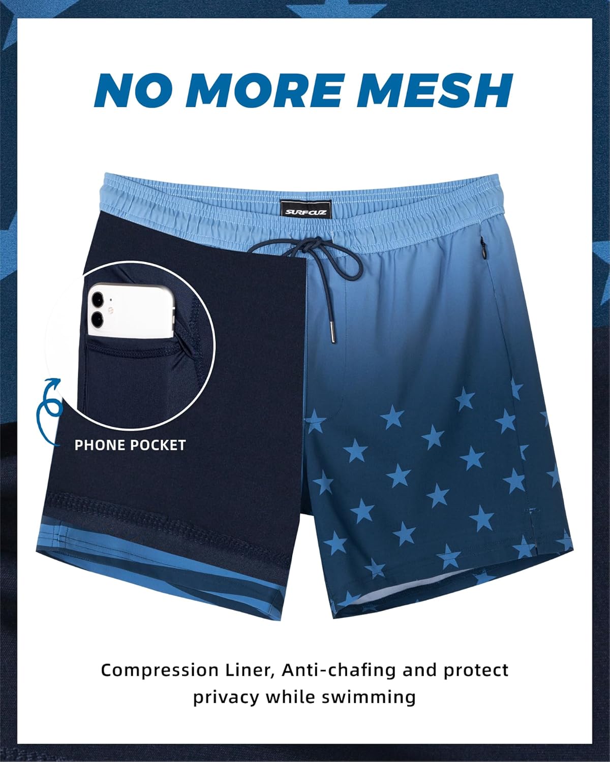 Thumbnail 3 de SURF CUZ Men's Swim Trunks with Compression Liner – 5.5 Inch Quick-Dry Shorts with Zipper Pockets