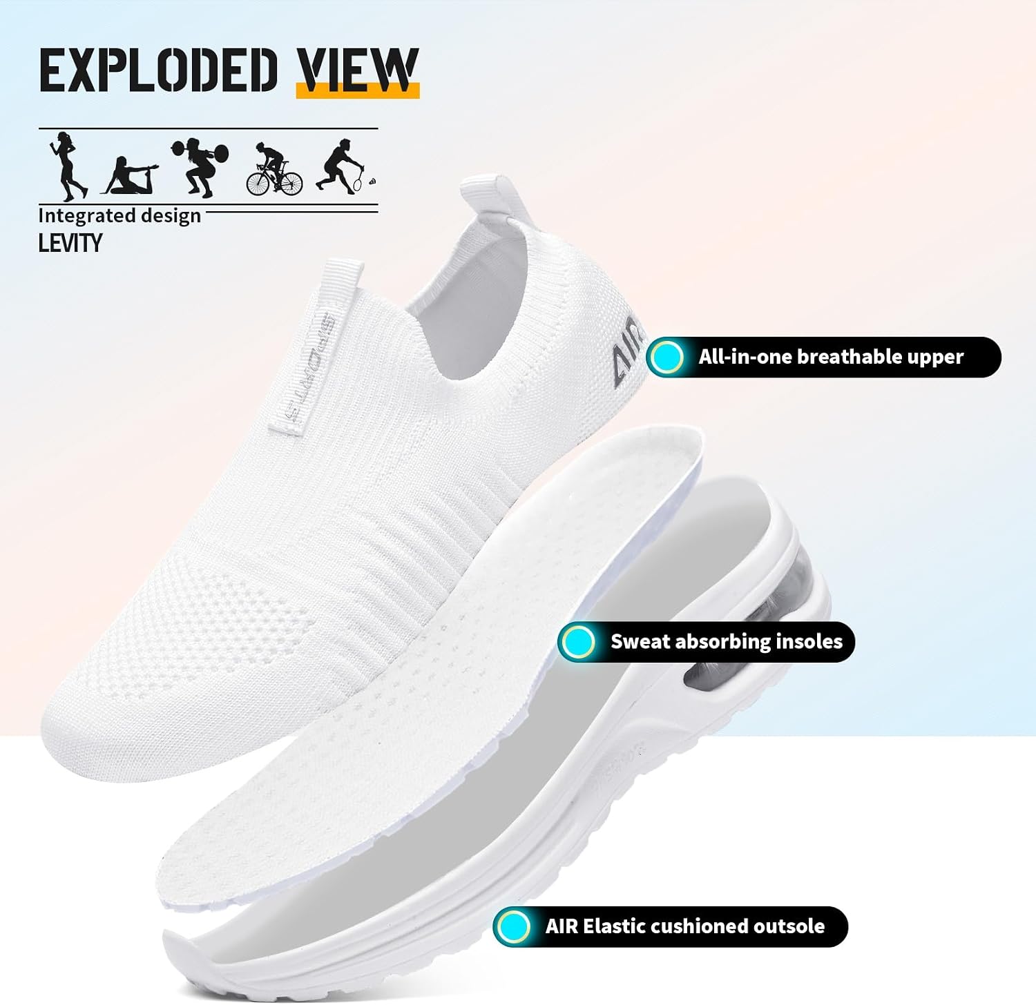 Thumbnail 2 de Baskets slip-on femme respirantes en maille – Femme Basket Mode Respirantes, confort pour sneakers