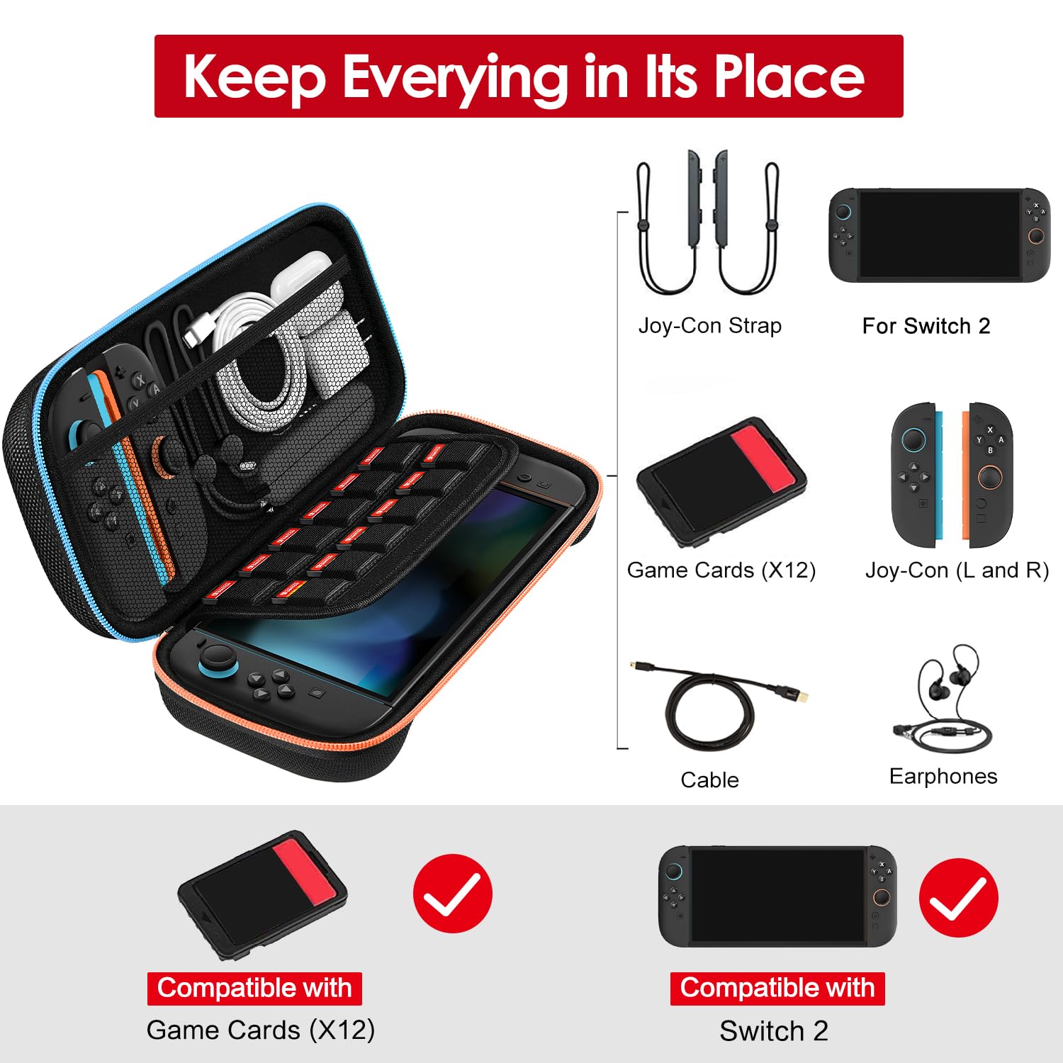 Thumbnail 4 de ivoler Carrying Case for Nintendo Switch 2, 12-slot case
