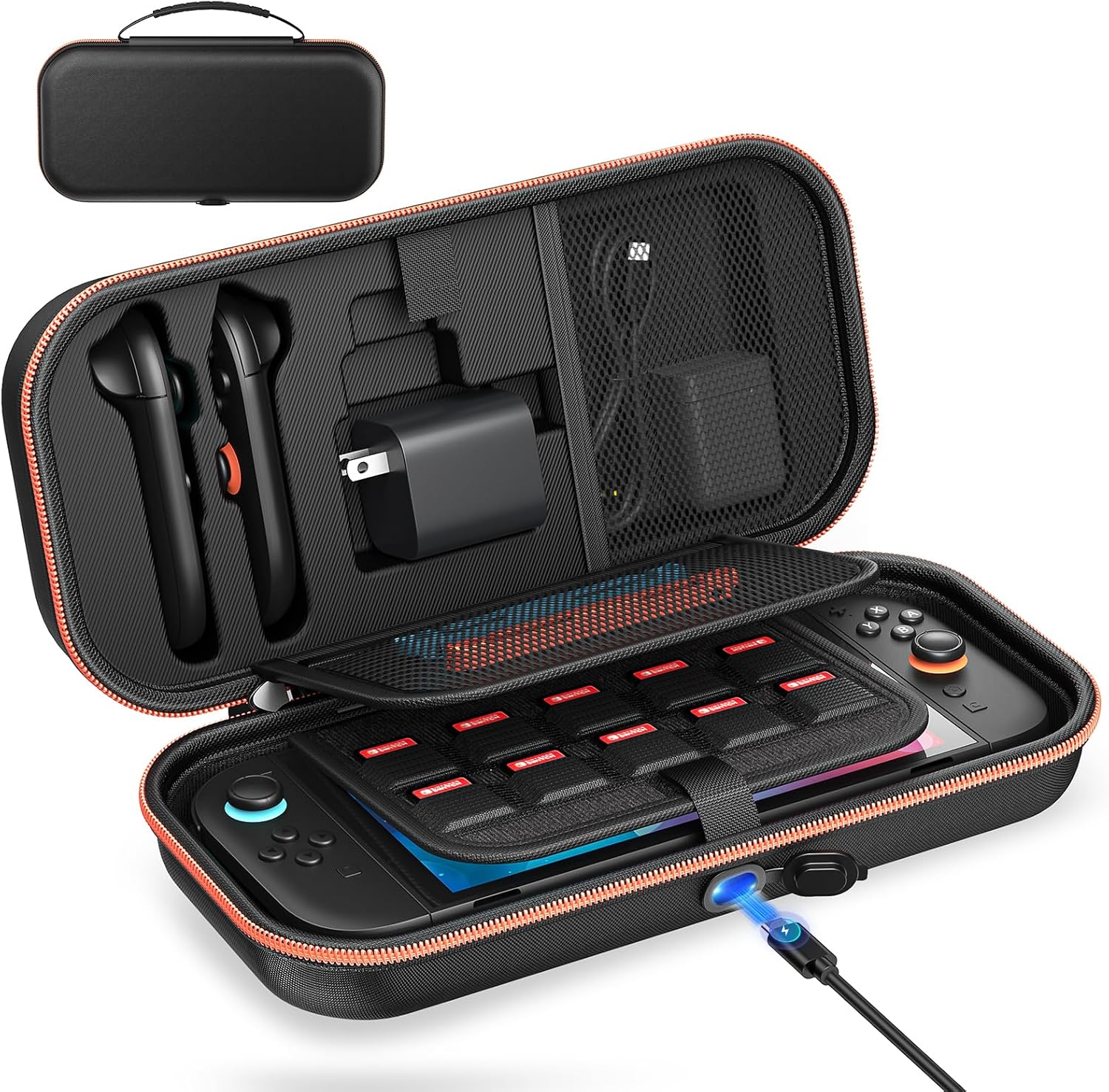 Detalle de Charge Inside Carry Case for Nintendo Switch 2, 22-game storage