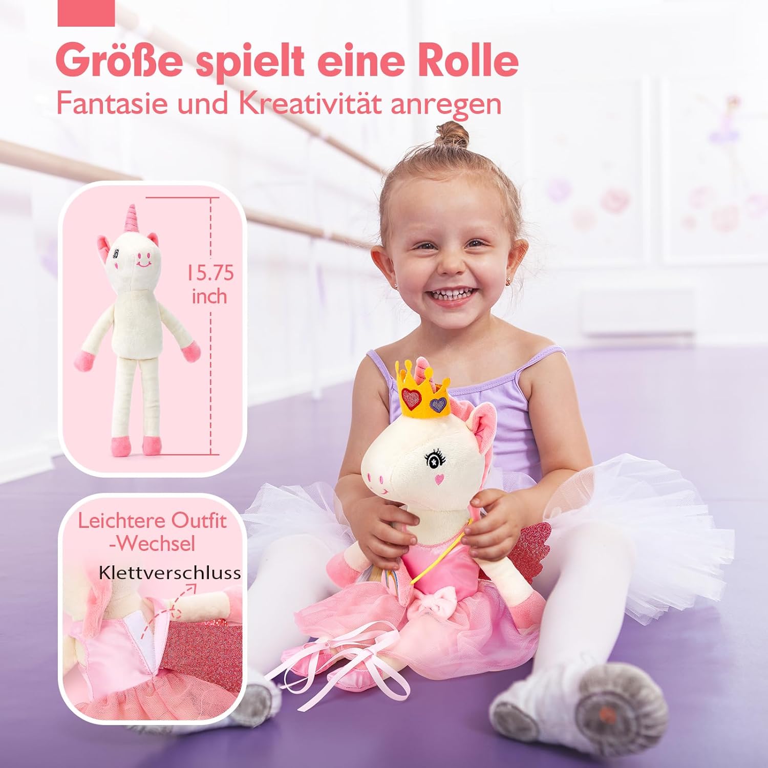 Detalle de hahaland Plüschtier Einhorn 40 cm