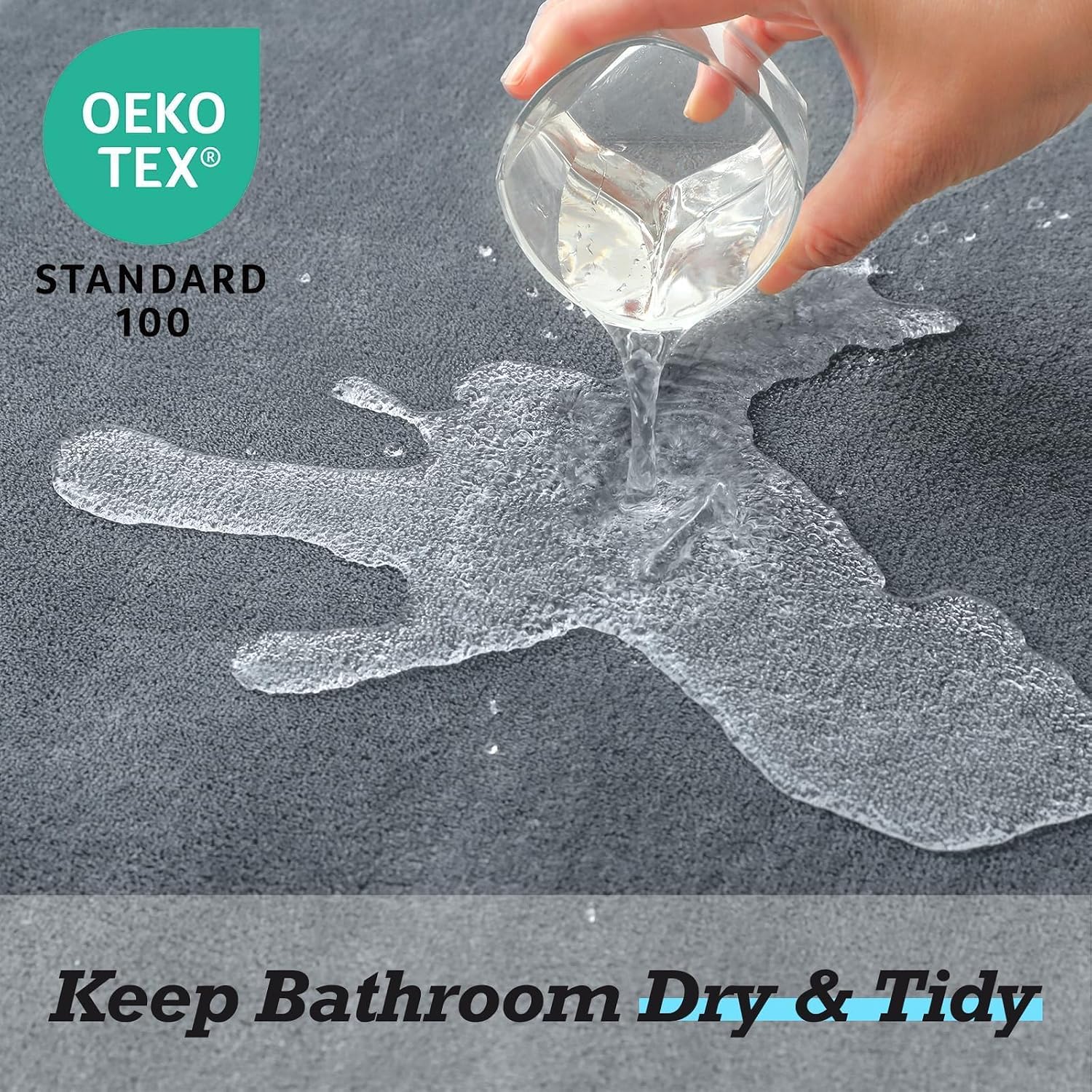 Thumbnail 3 de HUXMEYSON 3-Piece Bathroom Rug Set (Non-Slip, Quick-Dry) in Grey