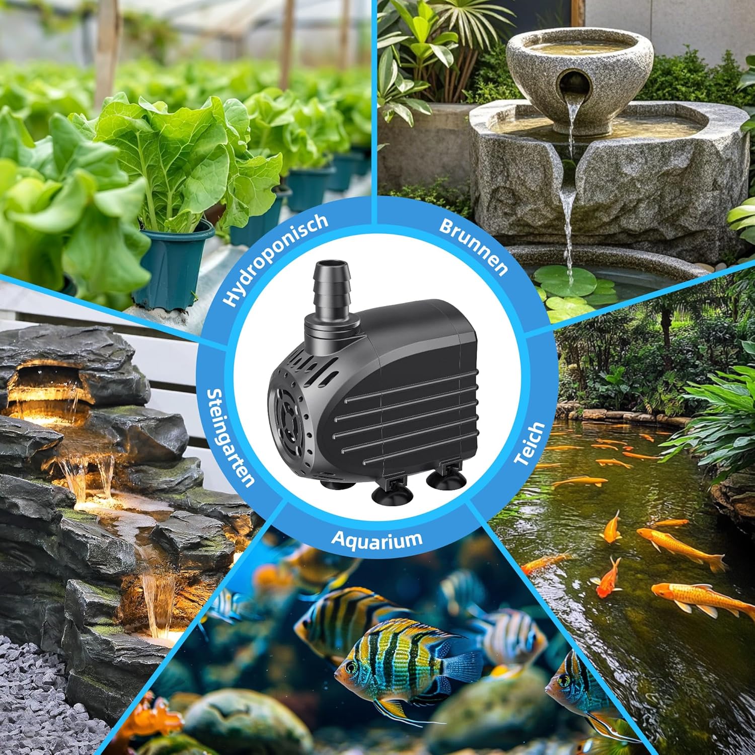 Thumbnail 4 de Biling Förderpumpe 450 L/H – Ultraleise Tauchpumpe für Brunnen, Teich und Aquarien