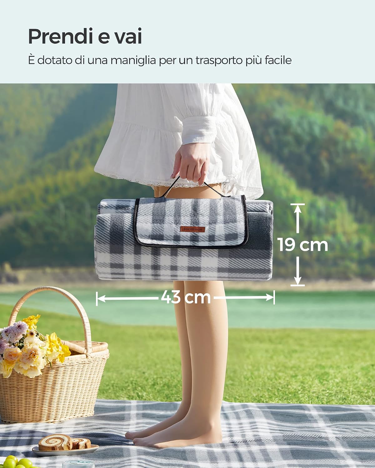Detalle de SONGMICS Coperta Picnic 200x200 cm GCM61GW: grande, comoda e impermeabile