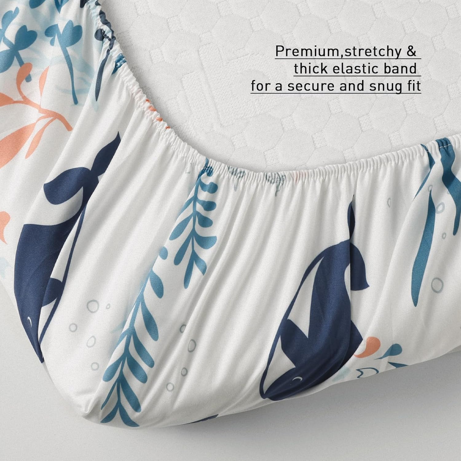 Detalle de 2 Pack Cot Sheets: 120 x 60 cm Microfibre Fitted Sheets (Whales) for Bassinet/Oval Cribs