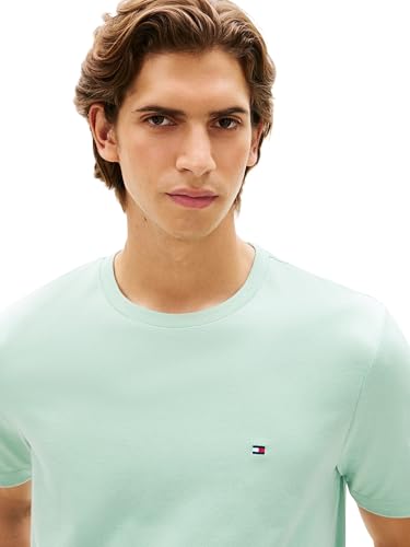 Detalle 2 de Tommy Hilfiger Herren T-Shirt Kurzarm Seasonal Solid Tee Grüntöne (Crushed Mint), XXL