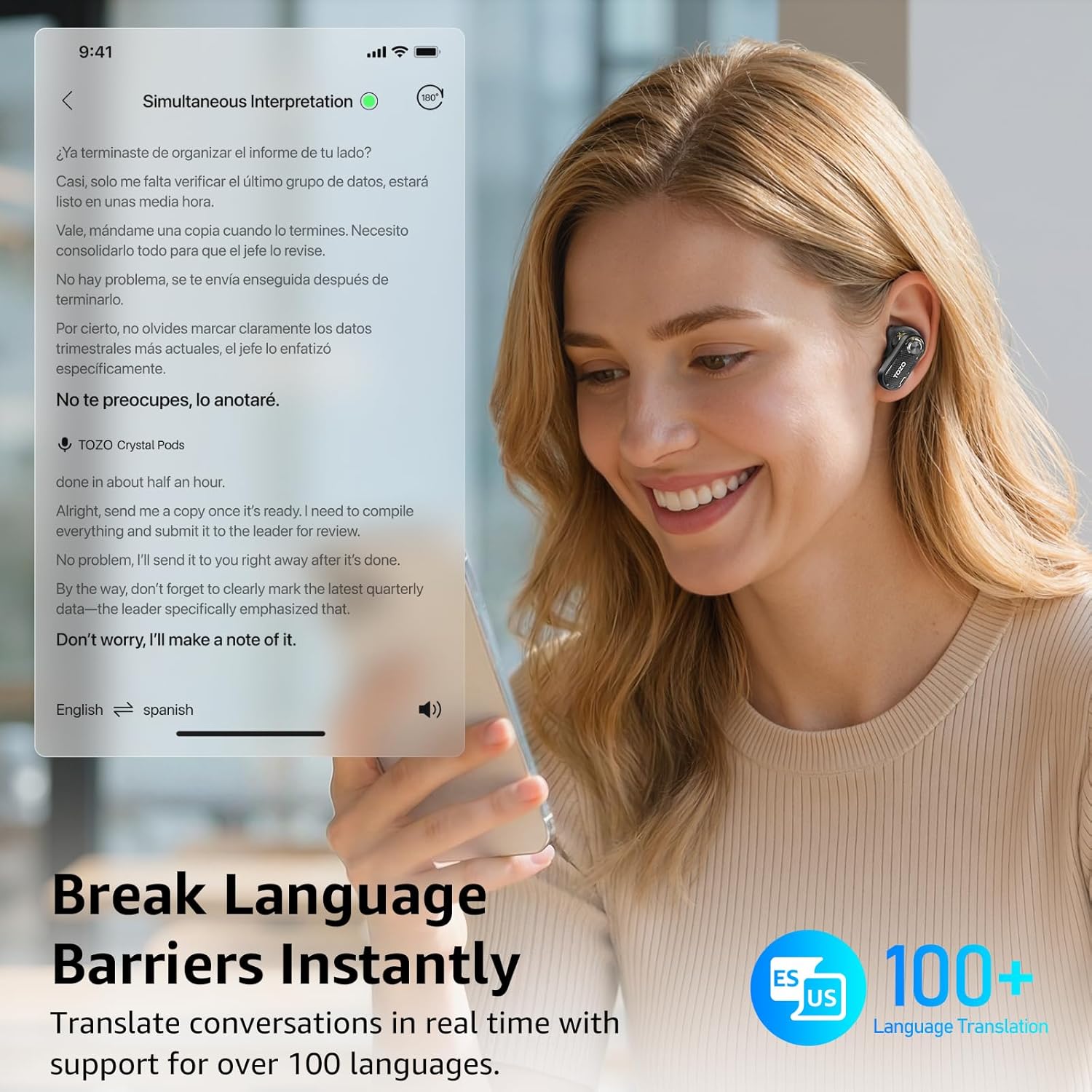 Thumbnail 5 de TOZO Crystal Pods kabellose Bluetooth-5.4 In-Ear-Kopfhörer mit ANC, Transparenz & ENC-Mikrofonen – Schwarz