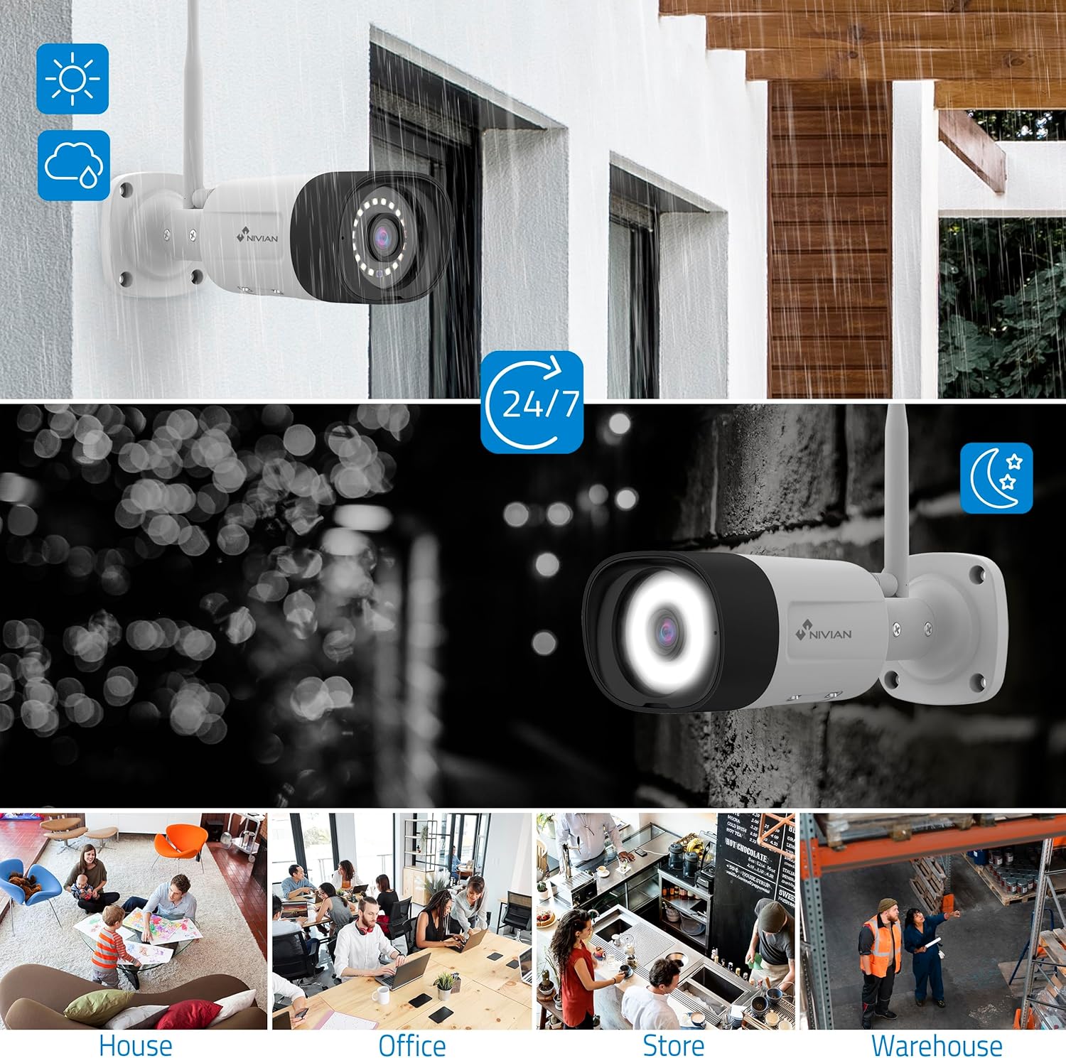 Thumbnail 1 de NIVIAN Kit Caméras de Surveillance 2K Pro avec 6 caméras