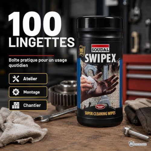 Detalle de Soudal Swipex Boîte de 100 Lingettes – Solutions pratiques pour les professionnels