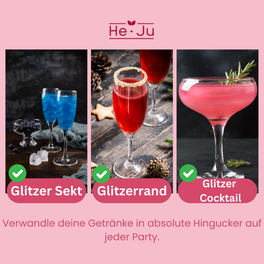 Thumbnail 1 de He-Ju essbarer Glitzer für Getränke & Lebensmittel – 12 Farben à 3 g, vegan, glutenfrei, ohne E171