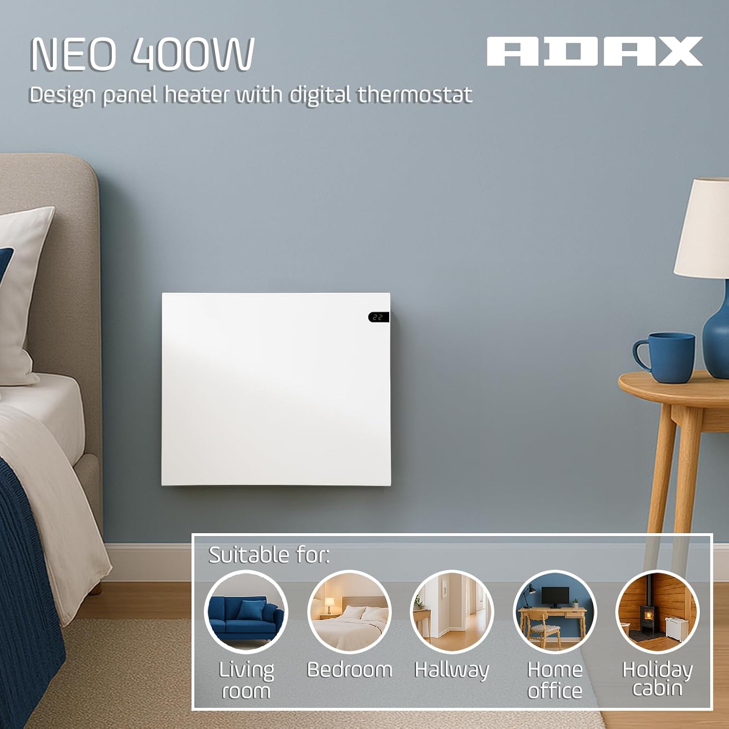 Thumbnail 4 de Adax Neo NP radiatore elettrico basso consumo 370 mm, 400 W con controllo digitale