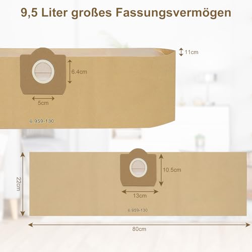 Detalle 2 de 5 Stück WD3 Staubsaugerbeutel für Kärcher 6.959-130.0 von Fishoney – kompatibel mit WD3/SE4001/SE4002