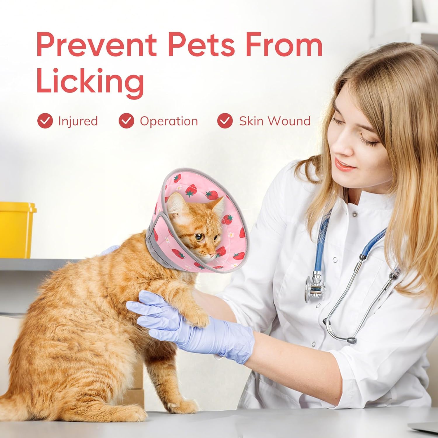 Thumbnail 6 de Supet Adjustable Elizabethan Cat Cone Collar (Pink, M) for Post-Surgery Licking Prevention