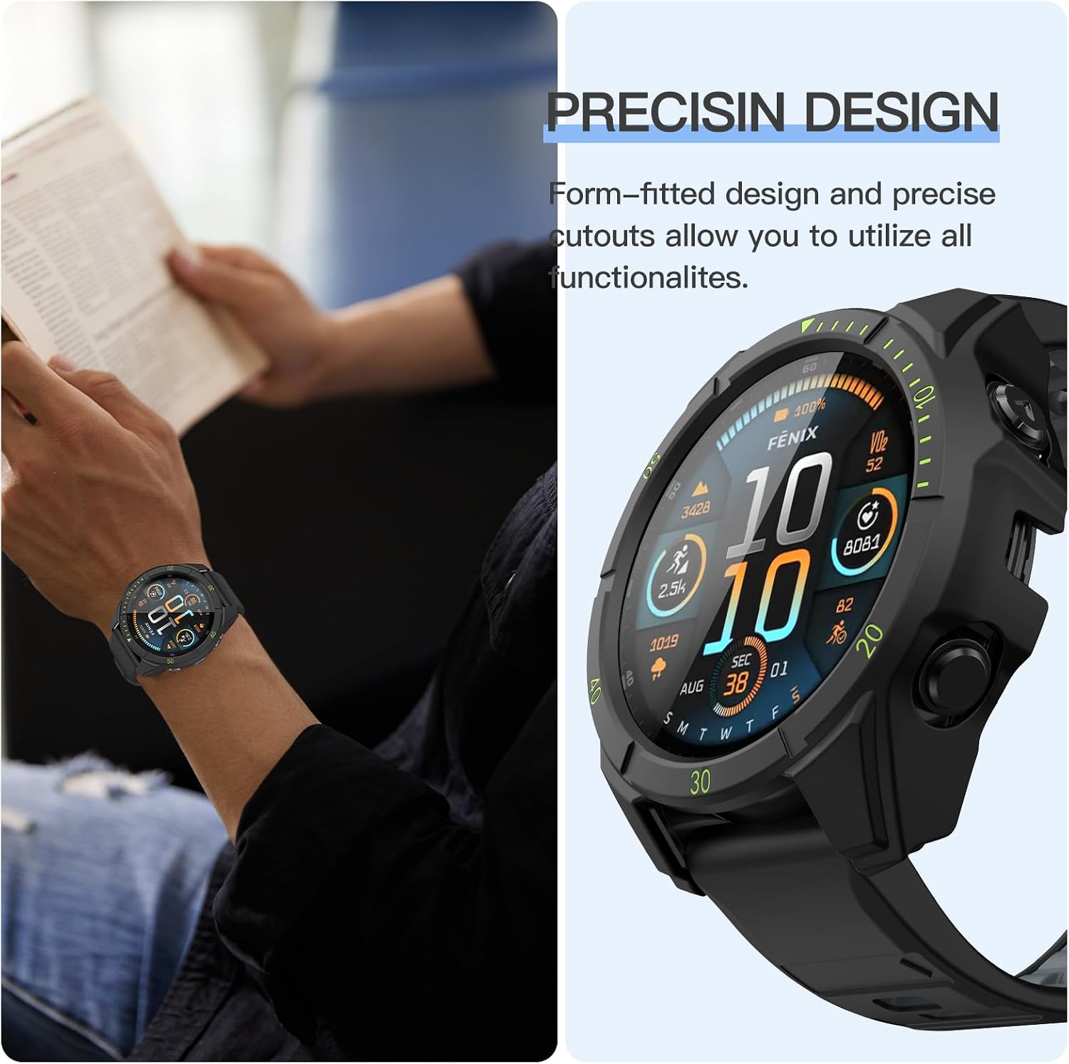 Detalle de OVERSTEP Full Case for Garmin Fenix 8 47mm Solar: Complete Screen & Edge Protection