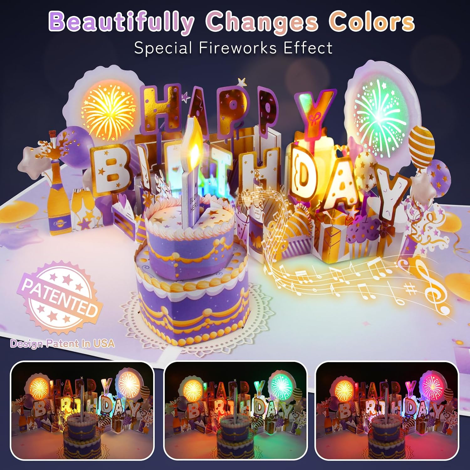 Thumbnail 1 de 3D Pop-Up Birthday Card with Music