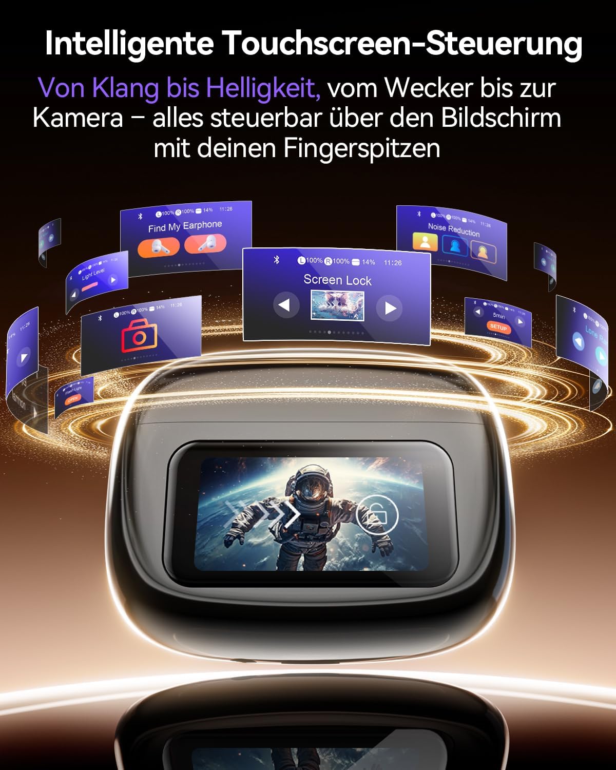 Thumbnail 1 de Kabellose In-Ear Bluetooth-Kopfhörer mit ANC, Touch-LED-Display im Ladecase & Bluetooth 5.4 (schwarz)