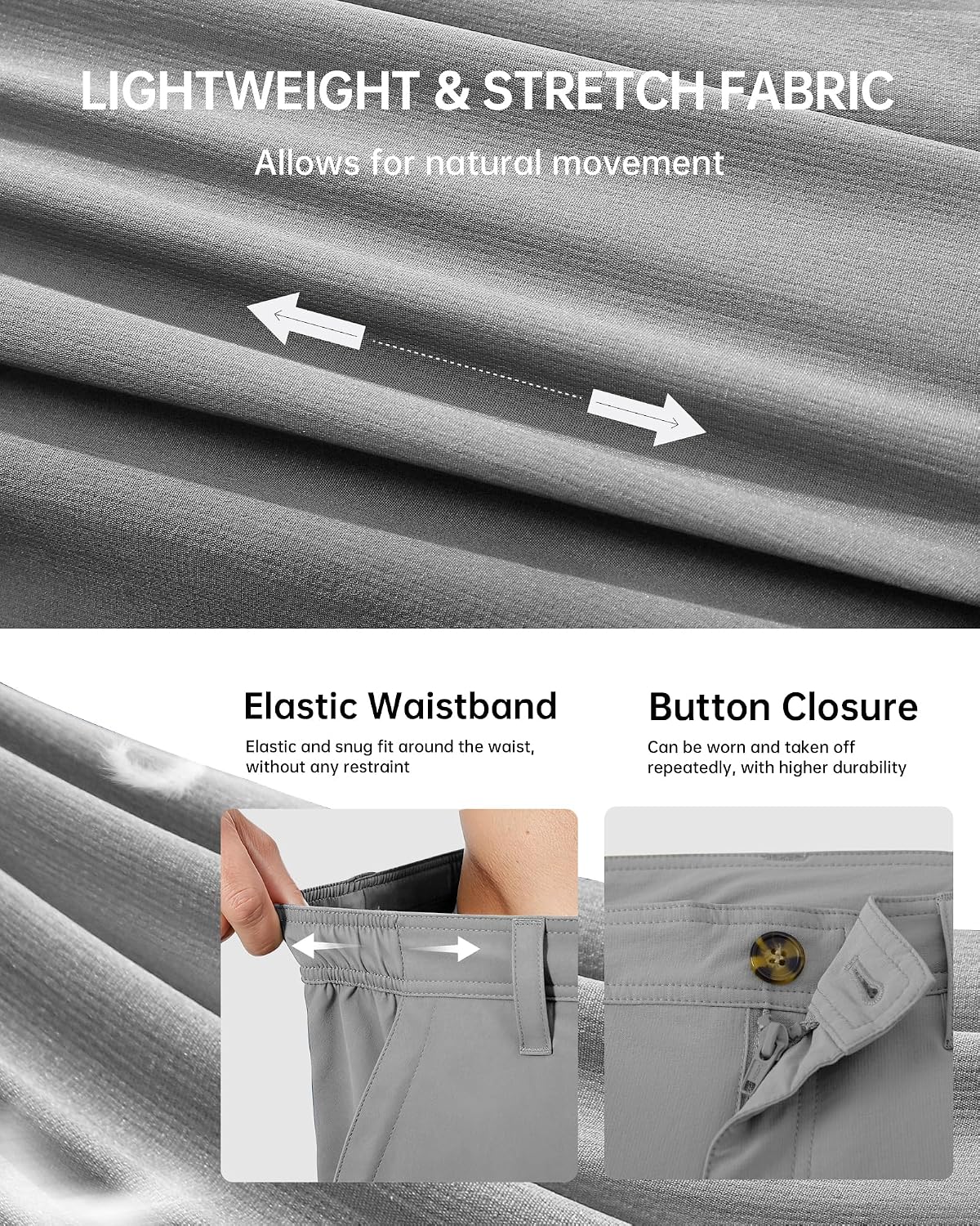 Thumbnail 3 de 33,000ft Men's Outdoor Water-Resistant 10" Cargo Shorts with UPF50+ and 6 Pockets