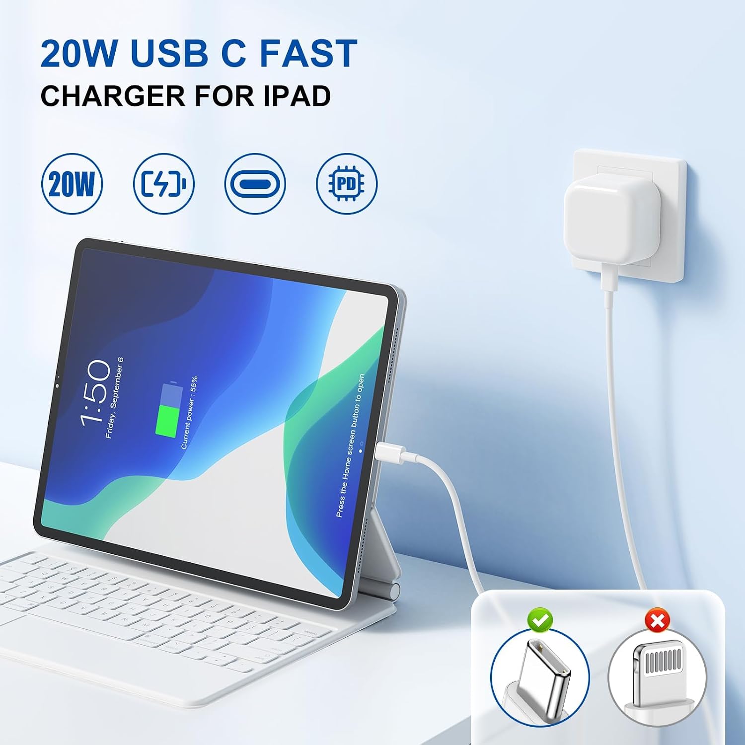 Thumbnail 1 de iPhone 17 16 Fast Charger with 2m Cable and iPad Fast Charger – UK Compatibility