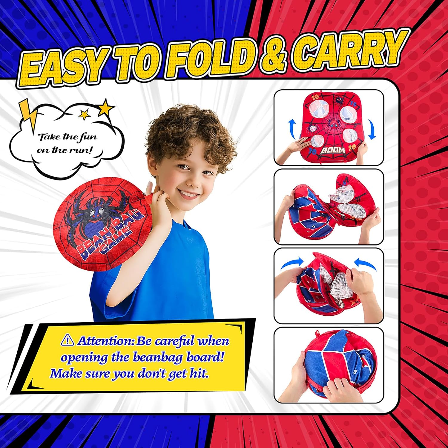 Detalle 2 de Spider Bean Bag Toss Game: 3-in-1 Outdoor Cornhole, Dart & Toddler Football Set