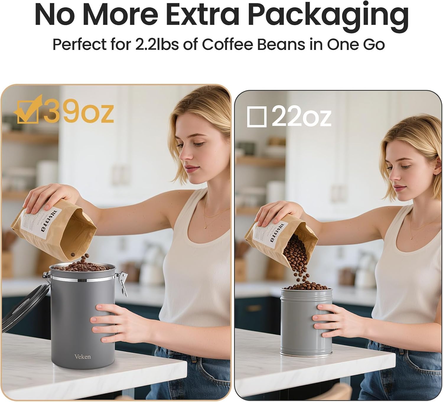Thumbnail 4 de Veken 39OZ Airtight Coffee Canister ⚙
