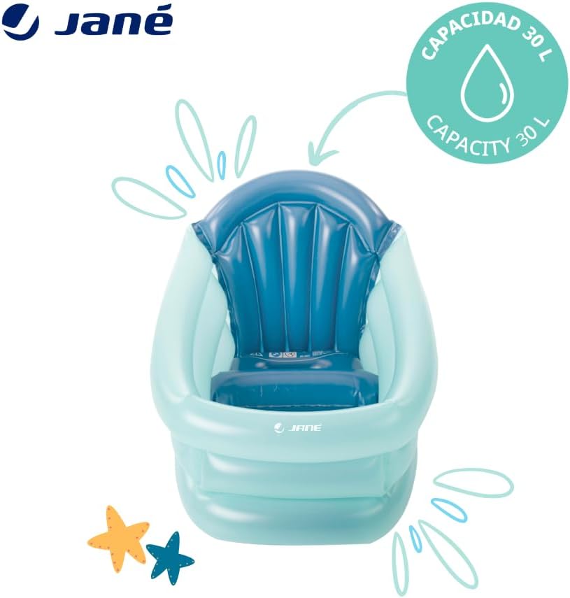 Detalle de Jané Vaschetta Gonfiabile Bambino 3 Posizioni – 30L, dalla Nascita, con Separatore e Poggiatesta, Antiscivolo, Blu