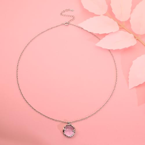 Thumbnail 3 de Weviway Pink Crystal Pendant Necklace with Silver Cable Chain – 45 cm