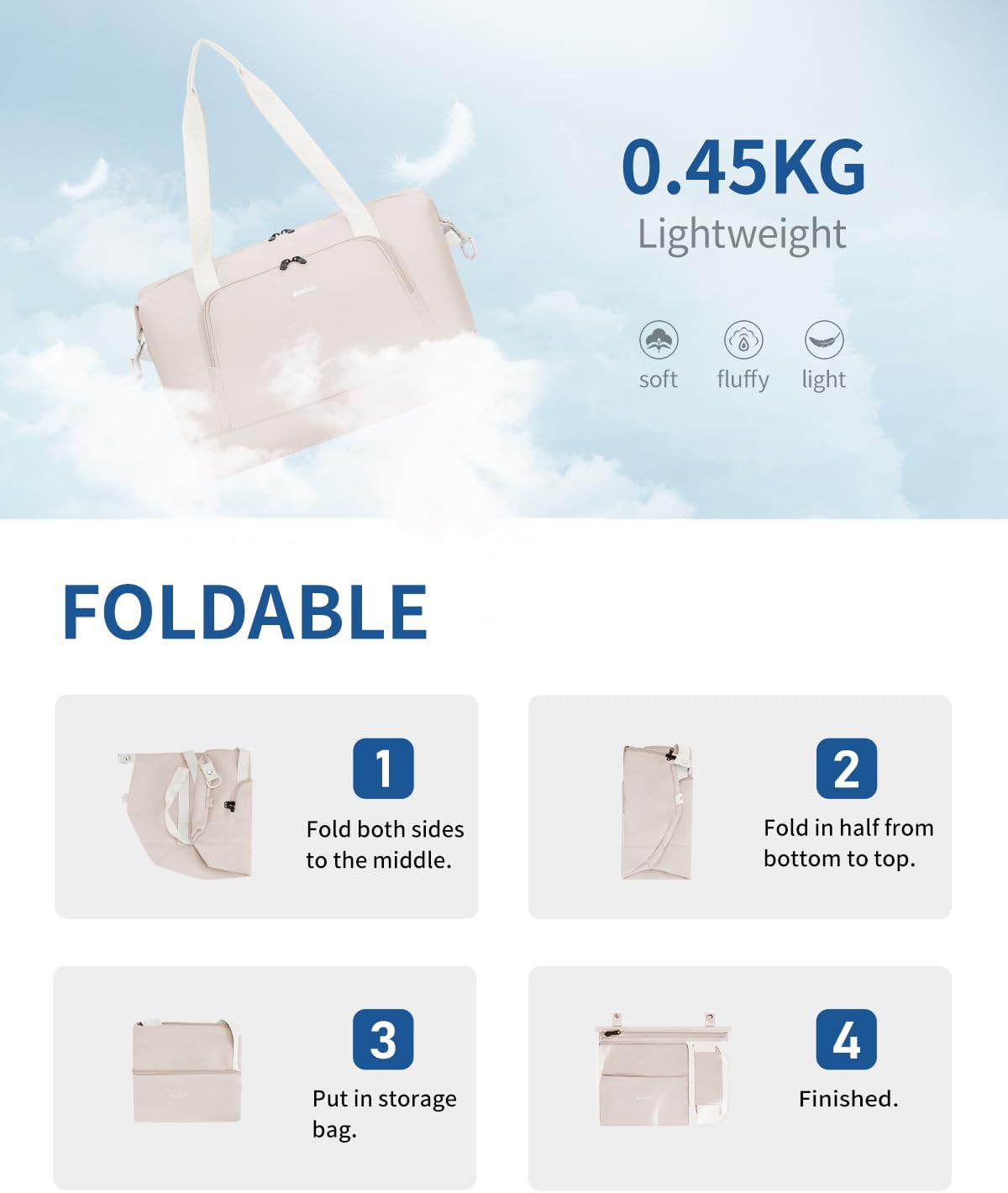 Thumbnail 6 de ECOHUB Ryanair Cabin Bag 40x20x25 — Underseat 24L, Foldable Travel Duffel with Wet Pocket, Beige