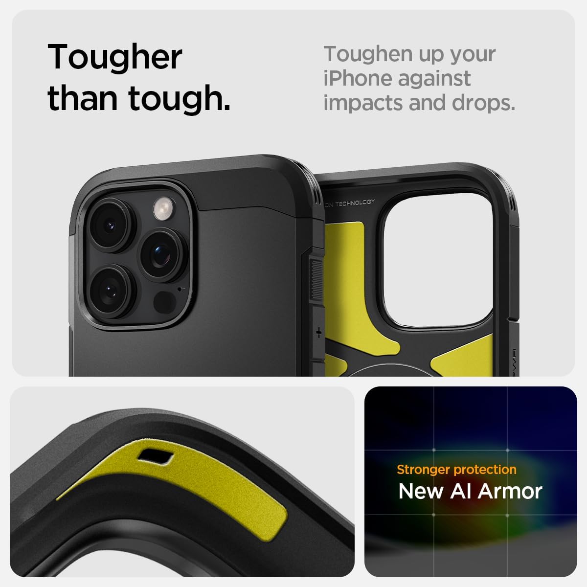 Detalle 2 de Spigen Tough Armor T (Ai) MagFit Case for iPhone 16 Pro Max – Black