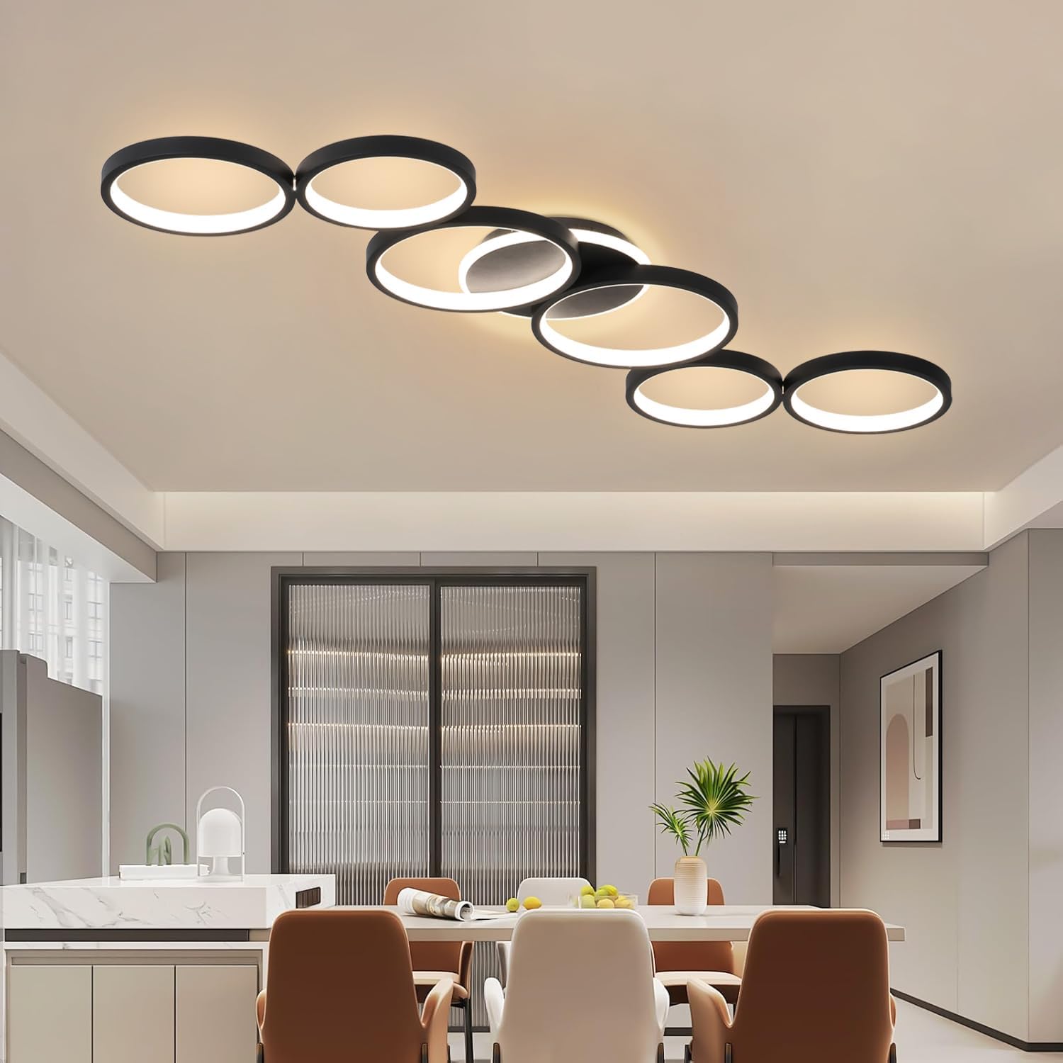 Detalle 2 de LED Deckenleuchte Schwarz 113 cm mit Dimmfunktion